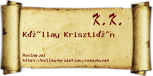 Kállay Krisztián névjegykártya